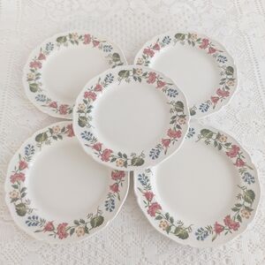 Wedgwood Derwent Side Plate Set of 5 Vintage 6-inch Floral Bread Plates
